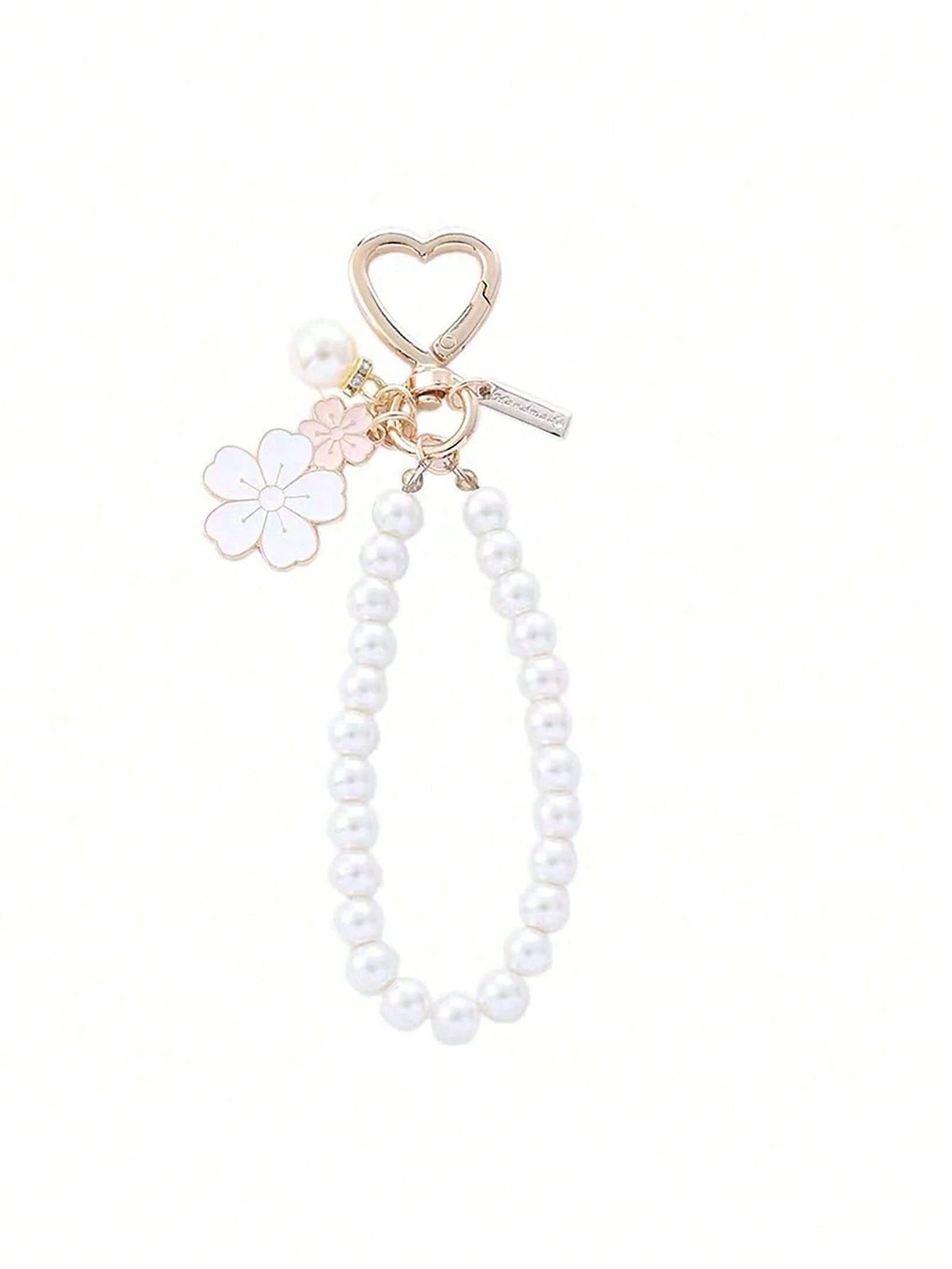 Elegant Flower Patterned Alloy Pearl Bracelet,Designed Specifically For Women And Girls. Keychain, Purse Pendant Keychain Charms