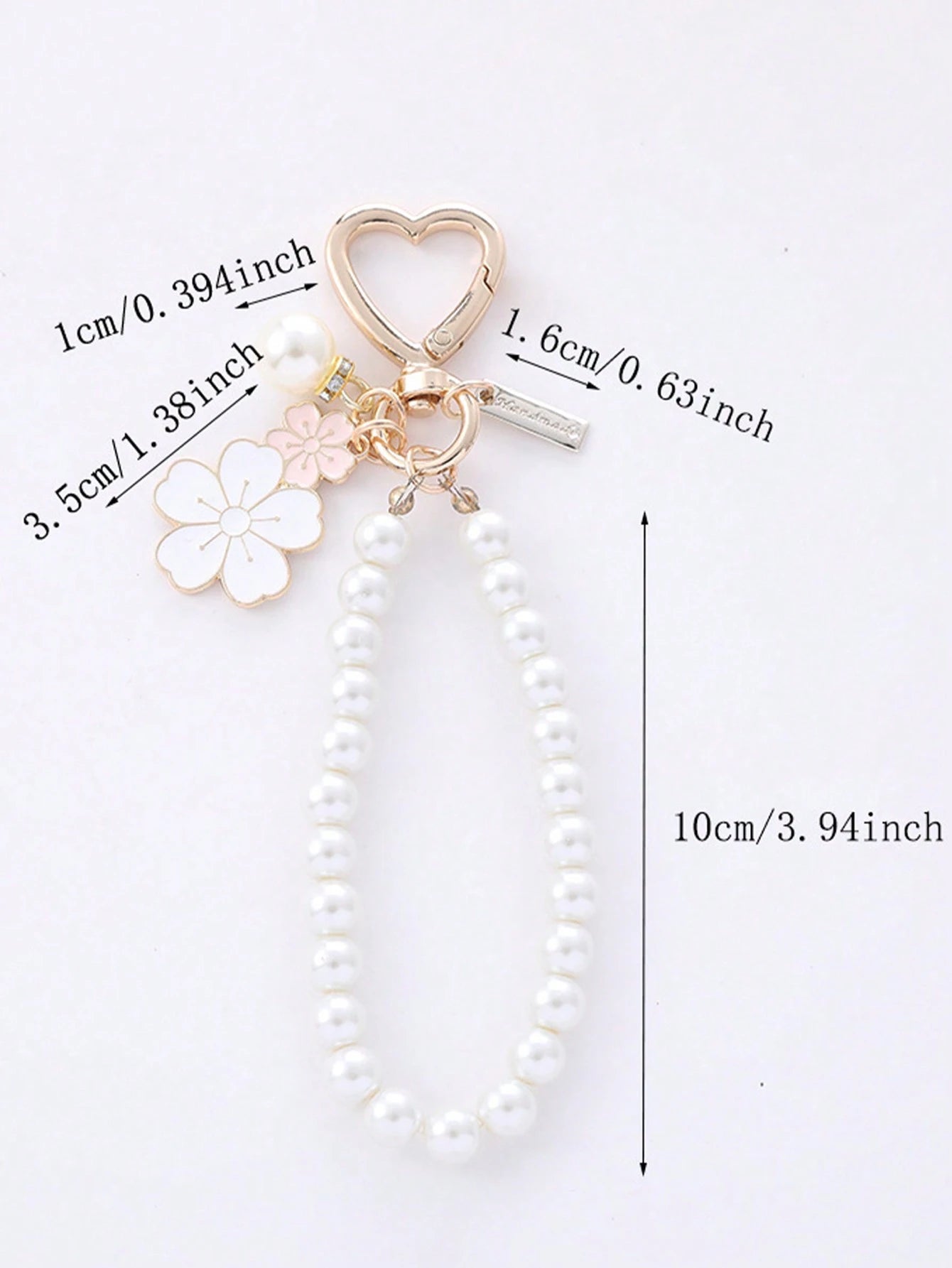 Elegant Flower Patterned Alloy Pearl Bracelet,Designed Specifically For Women And Girls. Keychain, Purse Pendant Keychain Charms
