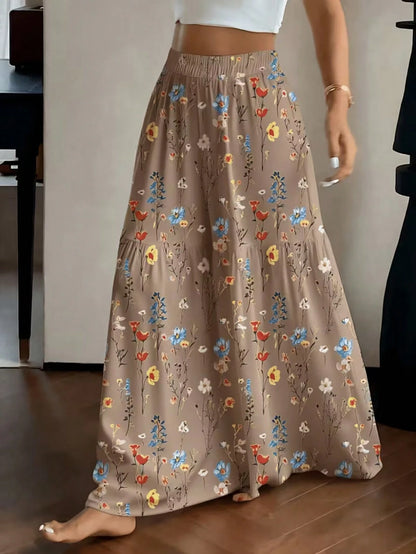 Elegant Women's Lightweight Printed Wide Leg Pants, Comfortable Loose Fit, Suitable For All Seasons Vacation