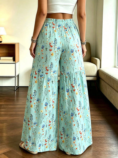 Elegant Women's Lightweight Printed Wide Leg Pants, Comfortable Loose Fit, Suitable For All Seasons Vacation