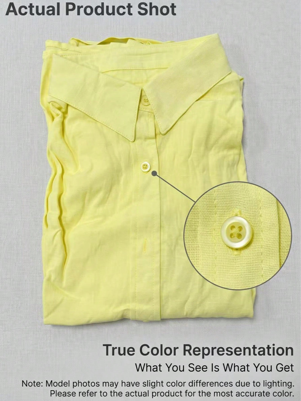Elegant Women's Loose Fit Yellow Long Sleeve Shirt, Collared Casual Blouse Suitable For Daily Work, Office, Brunch, Vacation Spring