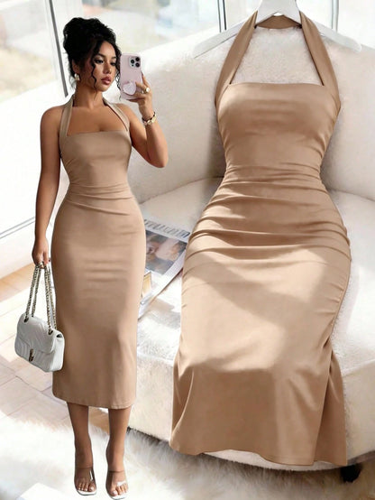 Elegant Women's Mid-Length Dress, Suitable For Vacation, Daily Gatherings, Parties And Cocktail Events Summer, Aesthetic