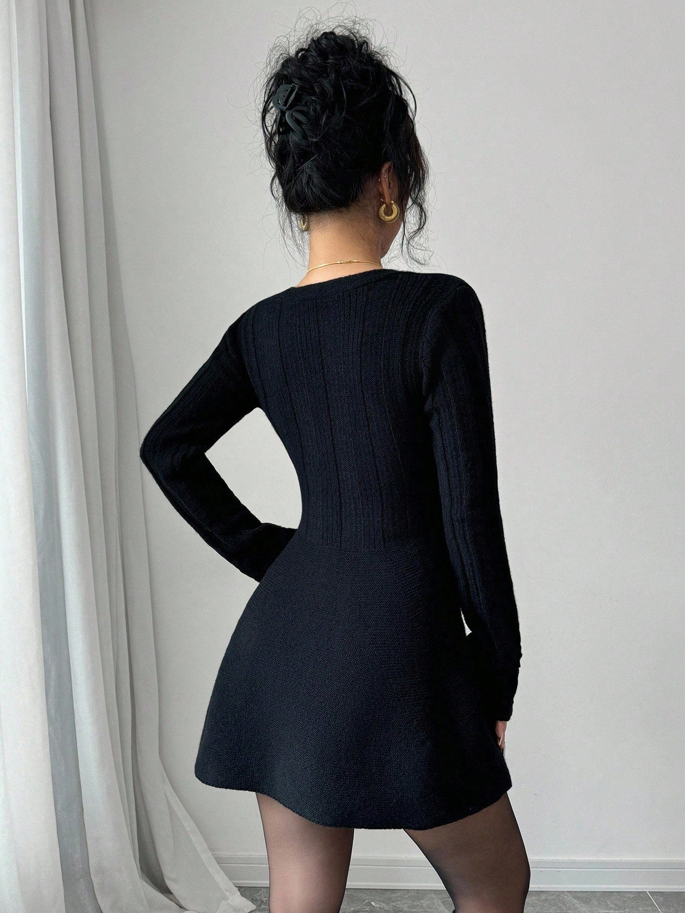 Elenzga 1pc Women's Casual Daily Solid Color Cinched Waist Front Button Cardigan, Autumn/Winter Fall Cloth For Women