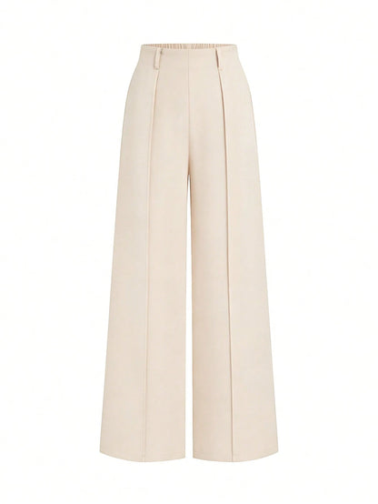 Elenzga Beige,Winter,Elegant,Office 2026 New Retro High Waist Wide Leg Pants,Women's Draping Loose Straight Leg Trousers,Commuting & Casual Fashion Versatile