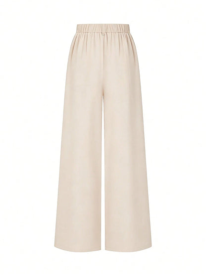 Elenzga Beige,Winter,Elegant,Office 2026 New Retro High Waist Wide Leg Pants,Women's Draping Loose Straight Leg Trousers,Commuting & Casual Fashion Versatile