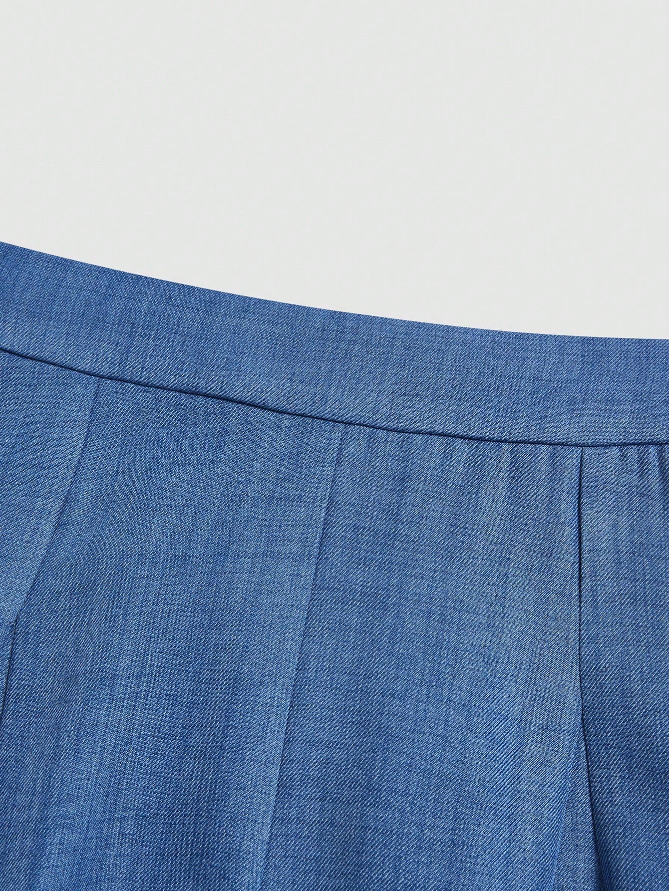 Elenzga Elegant Haze Blue Mid-Waist Wide Leg Pants, Draped Slimming Commuter Versatile Loose Pleated Casual Suit Trousers For Women