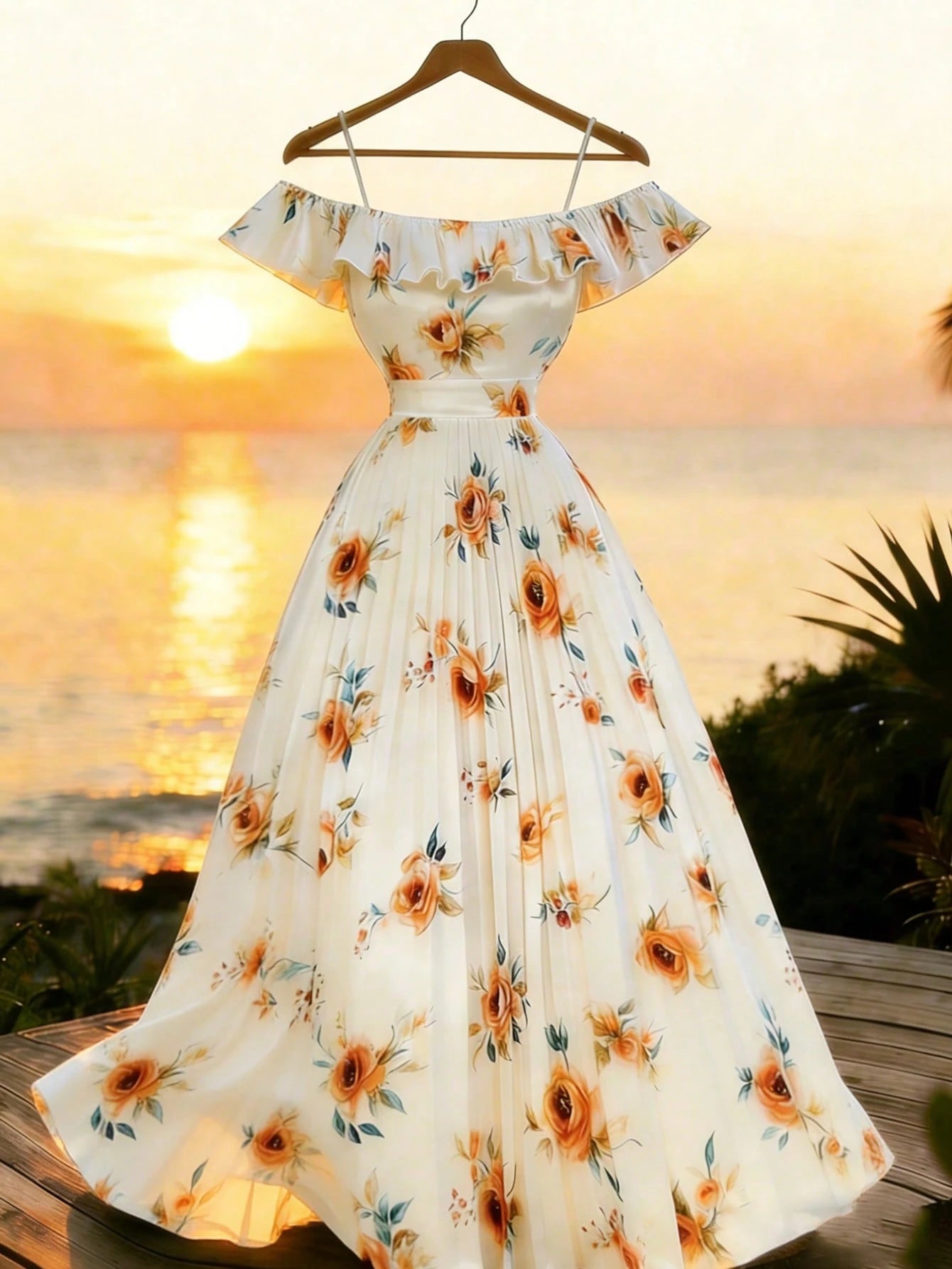 Elenzga New Design Cap Sleeve Collar 2-Way Wear Elegant Waist Pleated Midi Dress, Versatile For Vacation And Daily Wear