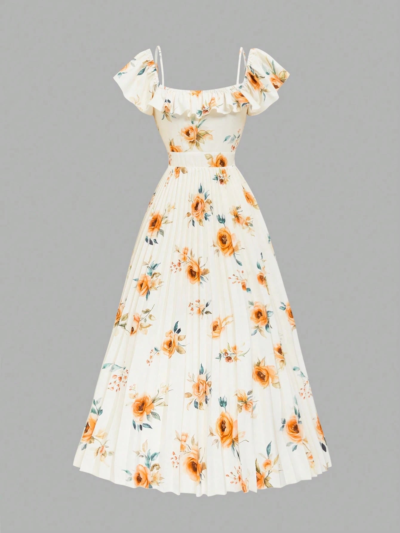 Elenzga New Design Cap Sleeve Collar 2-Way Wear Elegant Waist Pleated Midi Dress, Versatile For Vacation And Daily Wear