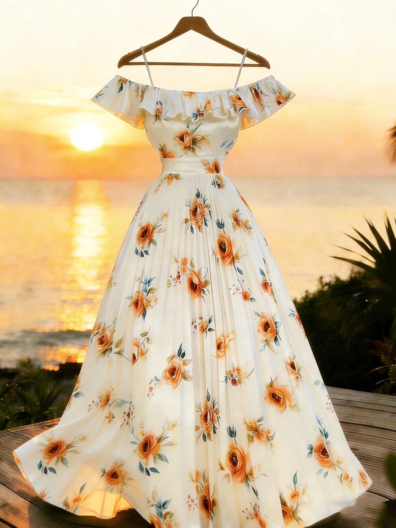 Elenzga New Design Cap Sleeve Collar 2-Way Wear Elegant Waist Pleated Midi Dress, Versatile For Vacation And Daily Wear