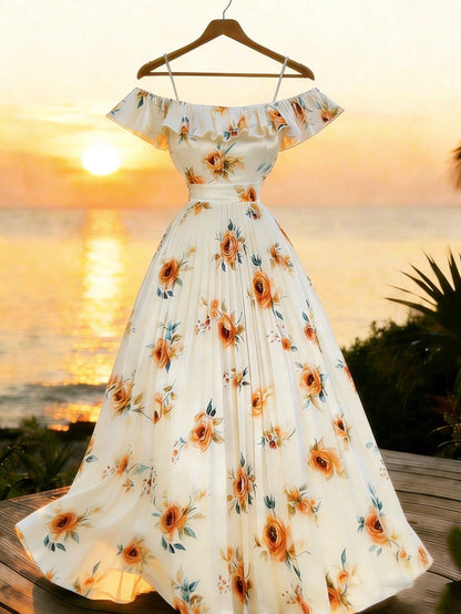 Elenzga New Design Cap Sleeve Collar 2-Way Wear Elegant Waist Pleated Midi Dress, Versatile For Vacation And Daily Wear