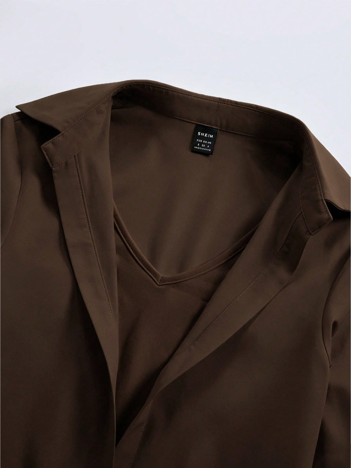 Elenzga Women's Solid Color 2 In 1 Casual Commuter Shirt