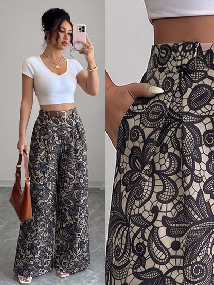 Elenzya Spring/Summer New Casual High-Waist Polka Dot Skorts, Vintage Leather Belt Matching, Elegant Style Suitable For Daily Wear, Work, Graduation Season, Music Festival, Derby, Horse Racing