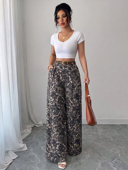 Elenzya Spring/Summer New Casual High-Waist Polka Dot Skorts, Vintage Leather Belt Matching, Elegant Style Suitable For Daily Wear, Work, Graduation Season, Music Festival, Derby, Horse Racing