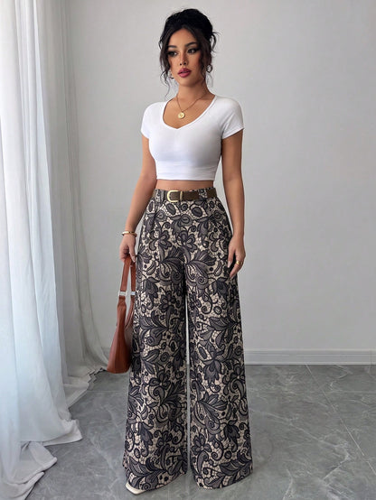 Elenzya Spring/Summer New Casual High-Waist Polka Dot Skorts, Vintage Leather Belt Matching, Elegant Style Suitable For Daily Wear, Work, Graduation Season, Music Festival, Derby, Horse Racing