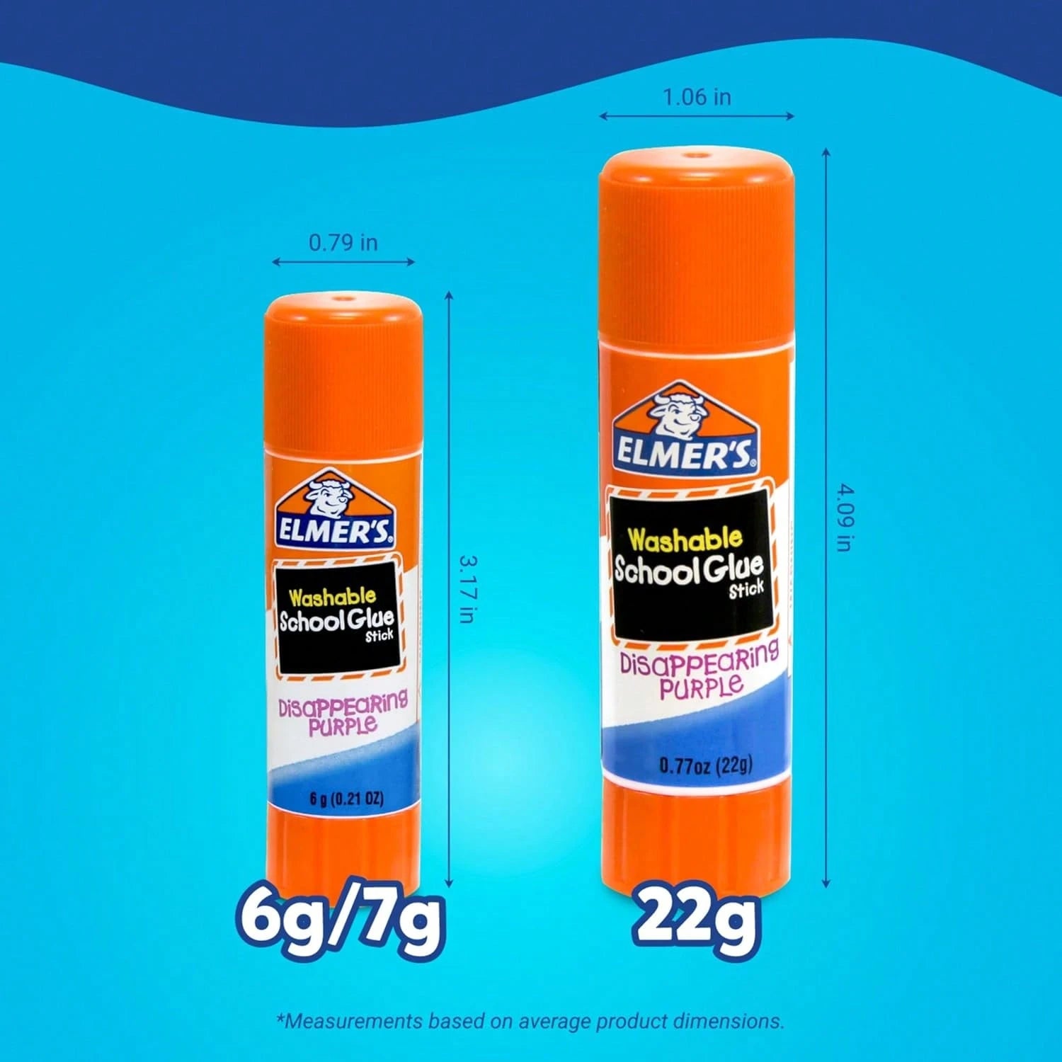 Elmer'S Disappearing Purple School Glue Sticks, Washable, 6 Grams, 12 Count- Arts &Amp; Crafts, Poster, Projects, Back To School, #1 Teacher Brand