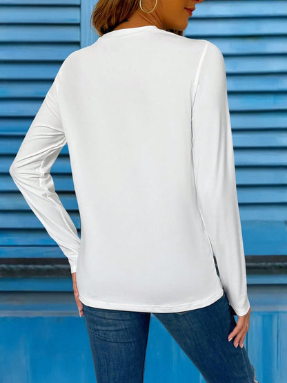 EMERY ROSE 2025 Long Sleeve Top,Bible Psalms Letter Printed Round Neck Long Sleeve T-Shirt Fall Cloth For Women