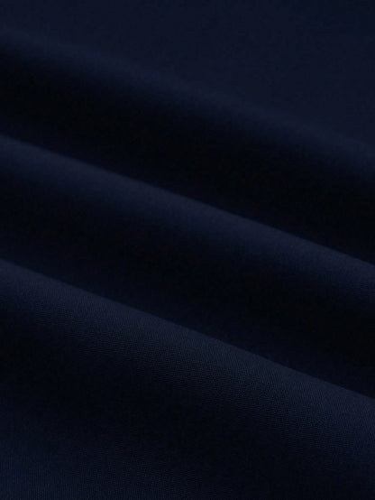 EMERY ROSE A-Line Solid Color High Waist Slant Pocket Navy Blue Maxi Skirt