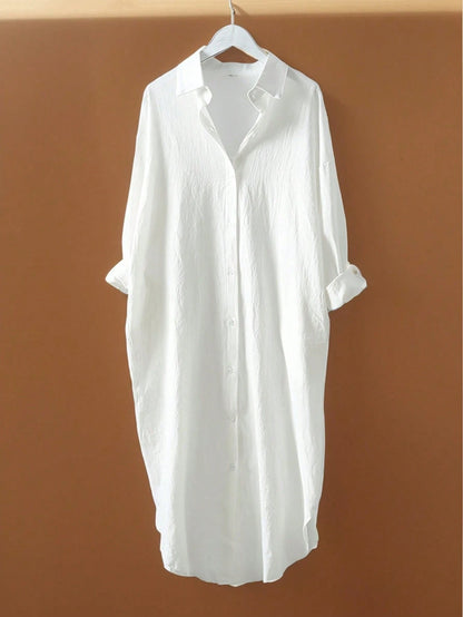 EMERY ROSE LUNE Pleated Long Button Down Women's Shirt With Drop Shoulder Design,Teacher Shirts Fall Cloth For Women