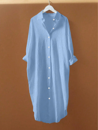 EMERY ROSE LUNE Pleated Long Button Down Women's Shirt With Drop Shoulder Design,Teacher Shirts Fall Cloth For Women