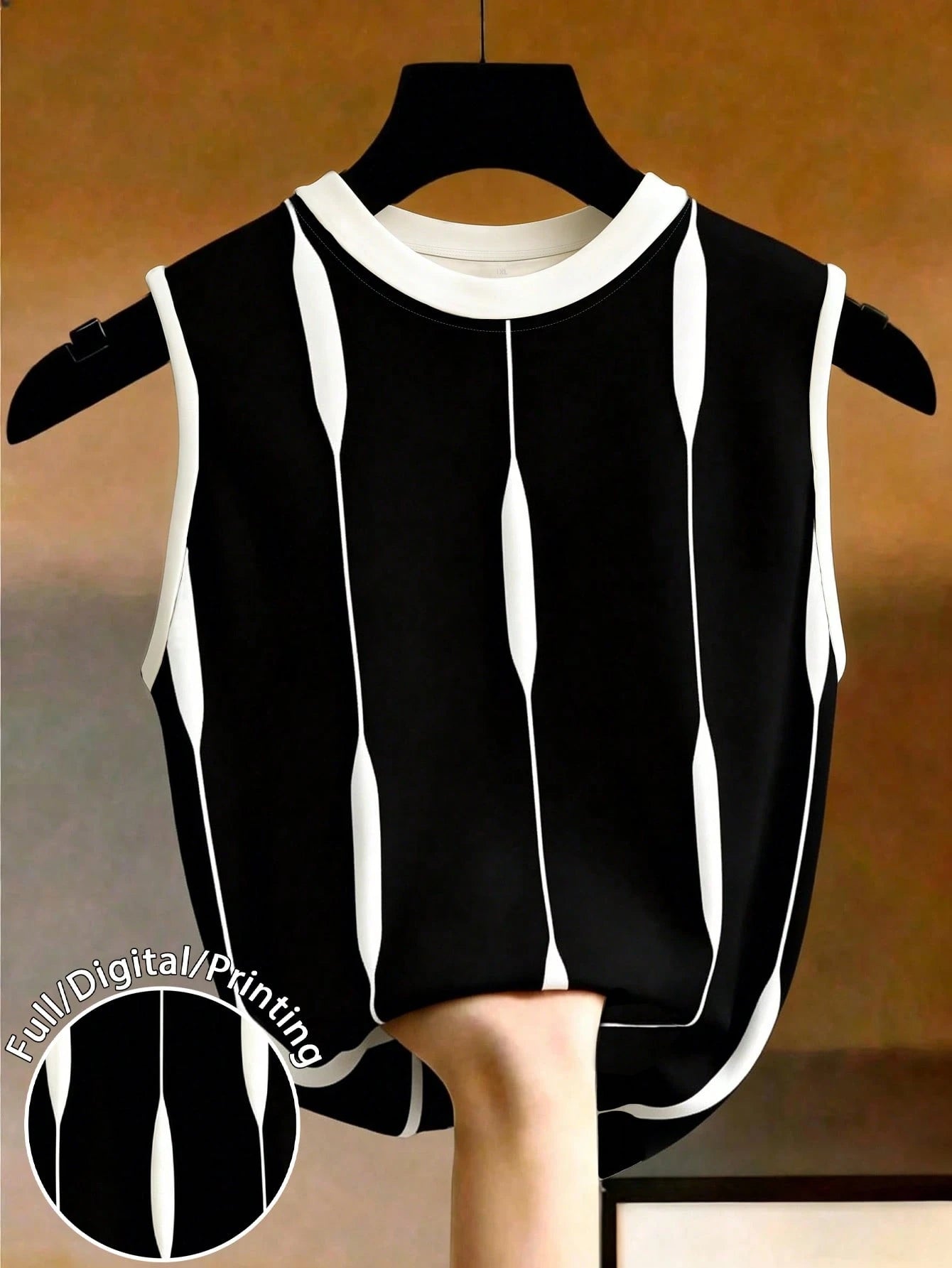 EMERY ROSE Plus Size Contrast Stripe Sleeveless Tank Top For Women