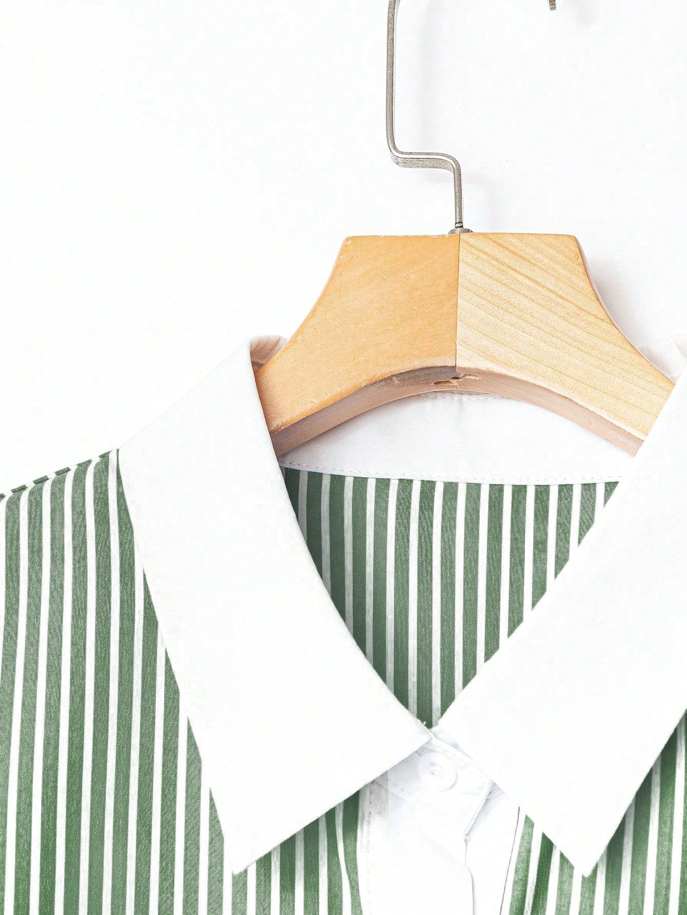 EMERY ROSE Plus Size Summer Casual Striped Patchwork Shirt