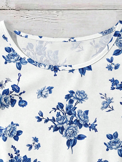 EMERY ROSE Plus Size Women Floral Print Ruffle Sleeve Casual Shirt Women's Tops Summer And Blouses Spring Shirts For Outfits