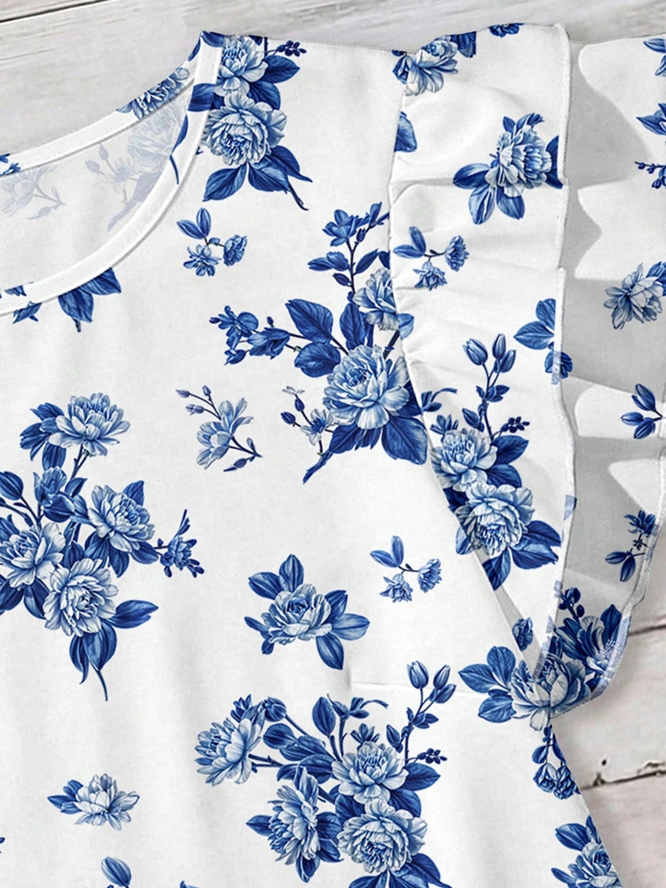 EMERY ROSE Plus Size Women Floral Print Ruffle Sleeve Casual Shirt Women's Tops Summer And Blouses Spring Shirts For Outfits