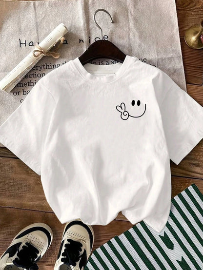 EMERY ROSE Plus Size Women's Cactus Embroidery Pattern Casual Round Neck Short Sleeve T-Shirt