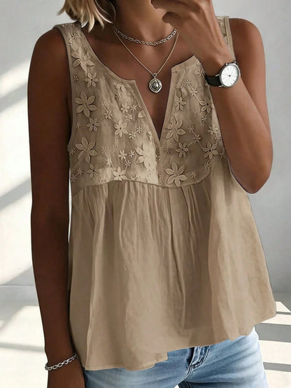 EMERY ROSE Plus Size Women's Notch V-Neck Loose Casual Tank Top