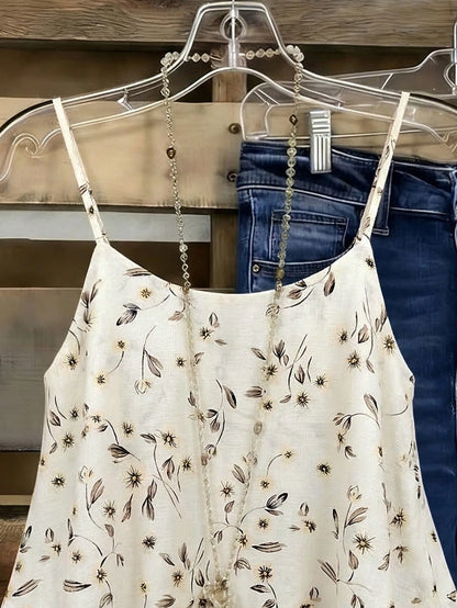 EMERY ROSE Plus Size Woven Printed Casual Fashionable Summer Halter Tops And Tank Tops