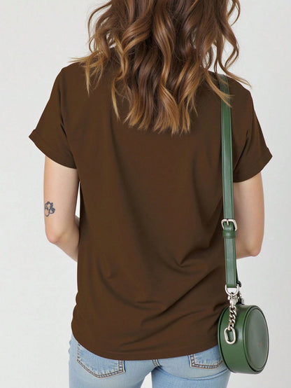 EMERY ROSE Vintage Cowboy Leopard Print JESUS Faith Print Casual Plus Size T-Shirt Brown Summer
