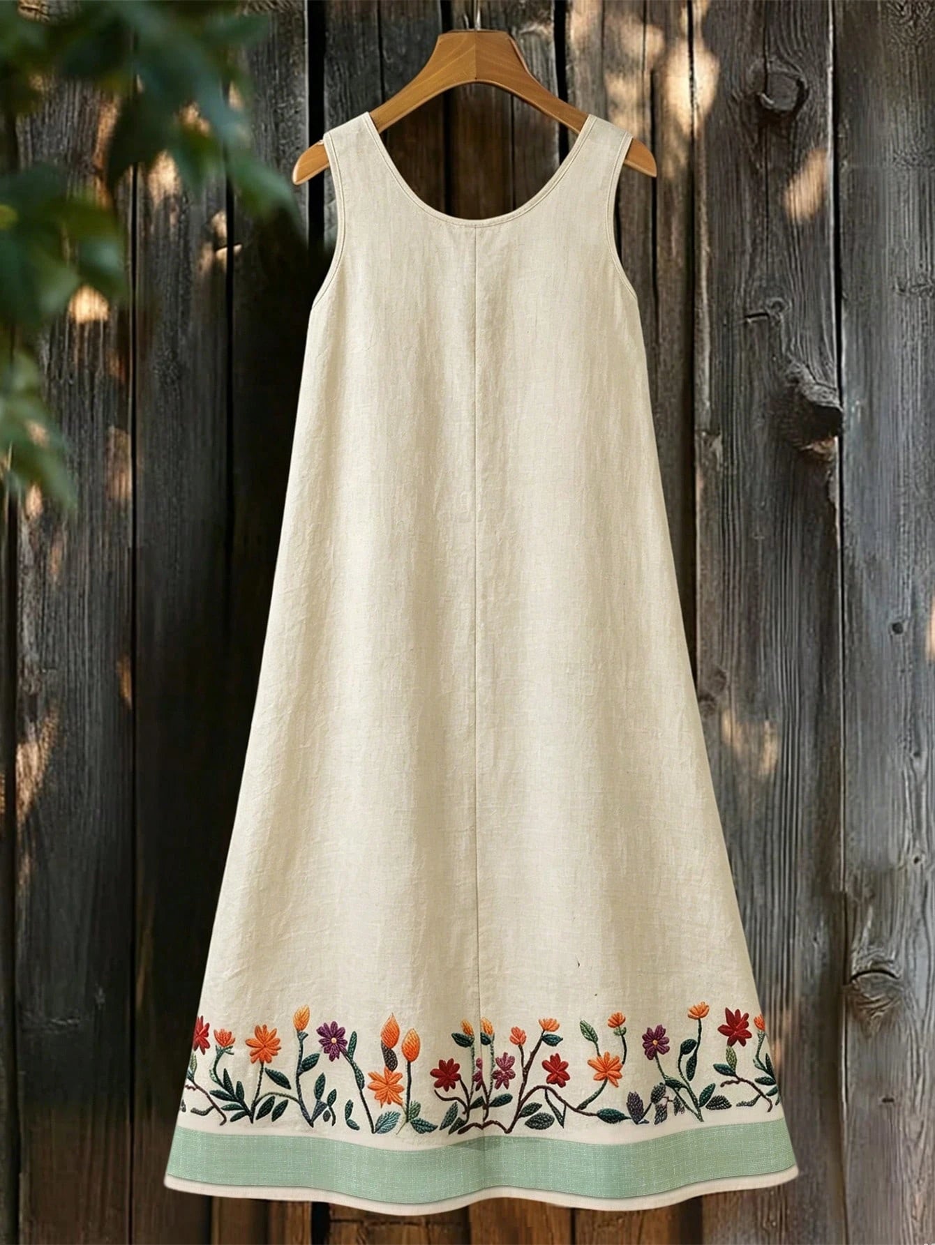 EMERY ROSE Women's Floral Print Round Neck Casual Sleeveless Midi Dress For Vacation