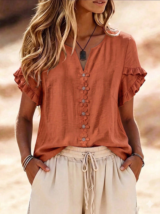 EMERY ROSE Women's Woven Casual Resort Summer Blouse