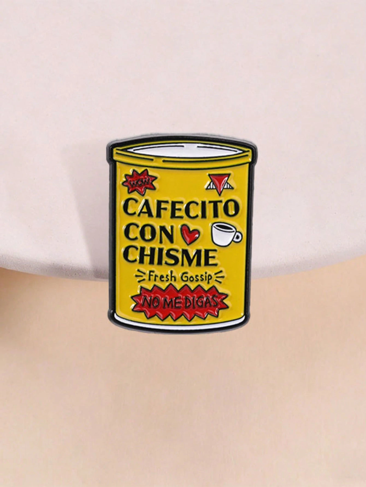 Enamel Pin, Spanish Coffee & Gossip Brooch, Unique Fashion Accessory, Perfect Gift Idea, Durable Design
