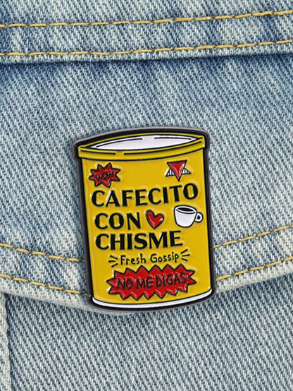 Enamel Pin, Spanish Coffee & Gossip Brooch, Unique Fashion Accessory, Perfect Gift Idea, Durable Design
