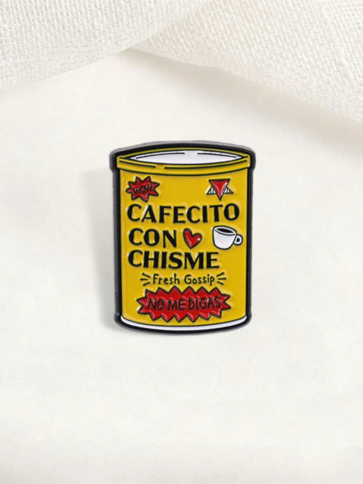 Enamel Pin, Spanish Coffee & Gossip Brooch, Unique Fashion Accessory, Perfect Gift Idea, Durable Design