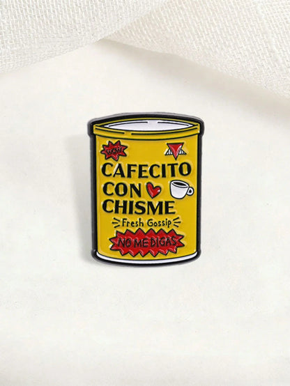 Enamel Pin, Spanish Coffee & Gossip Brooch, Unique Fashion Accessory, Perfect Gift Idea, Durable Design