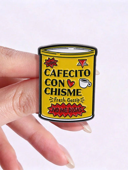 Enamel Pin, Spanish Coffee & Gossip Brooch, Unique Fashion Accessory, Perfect Gift Idea, Durable Design