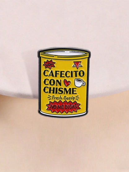 Enamel Pin, Spanish Coffee & Gossip Brooch, Unique Fashion Accessory, Perfect Gift Idea, Durable Design