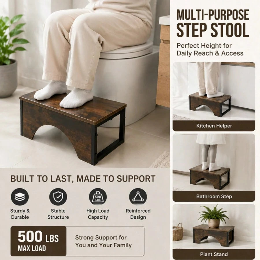 Ergonomic Toilet Stool, Non-Slip Bathroom Footstool, Thickened Heavy-Duty Toilet Seat Stool, Squatting Posture Health Aid