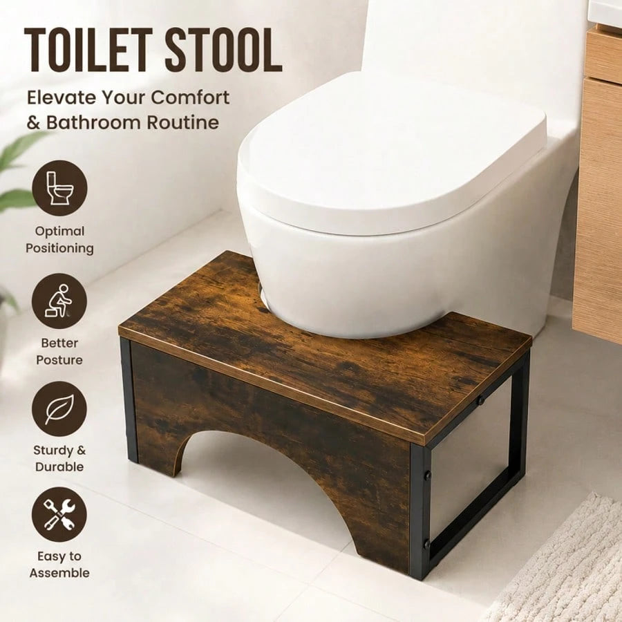Ergonomic Toilet Stool, Non-Slip Bathroom Footstool, Thickened Heavy-Duty Toilet Seat Stool, Squatting Posture Health Aid