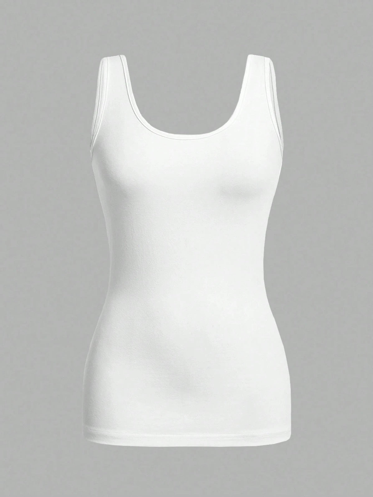 Essnce 3pcs Casual Minimalist Solid White Tank Tops, Suitable For Summer Wear, Slim Fit Round Neck Undershirt Beach