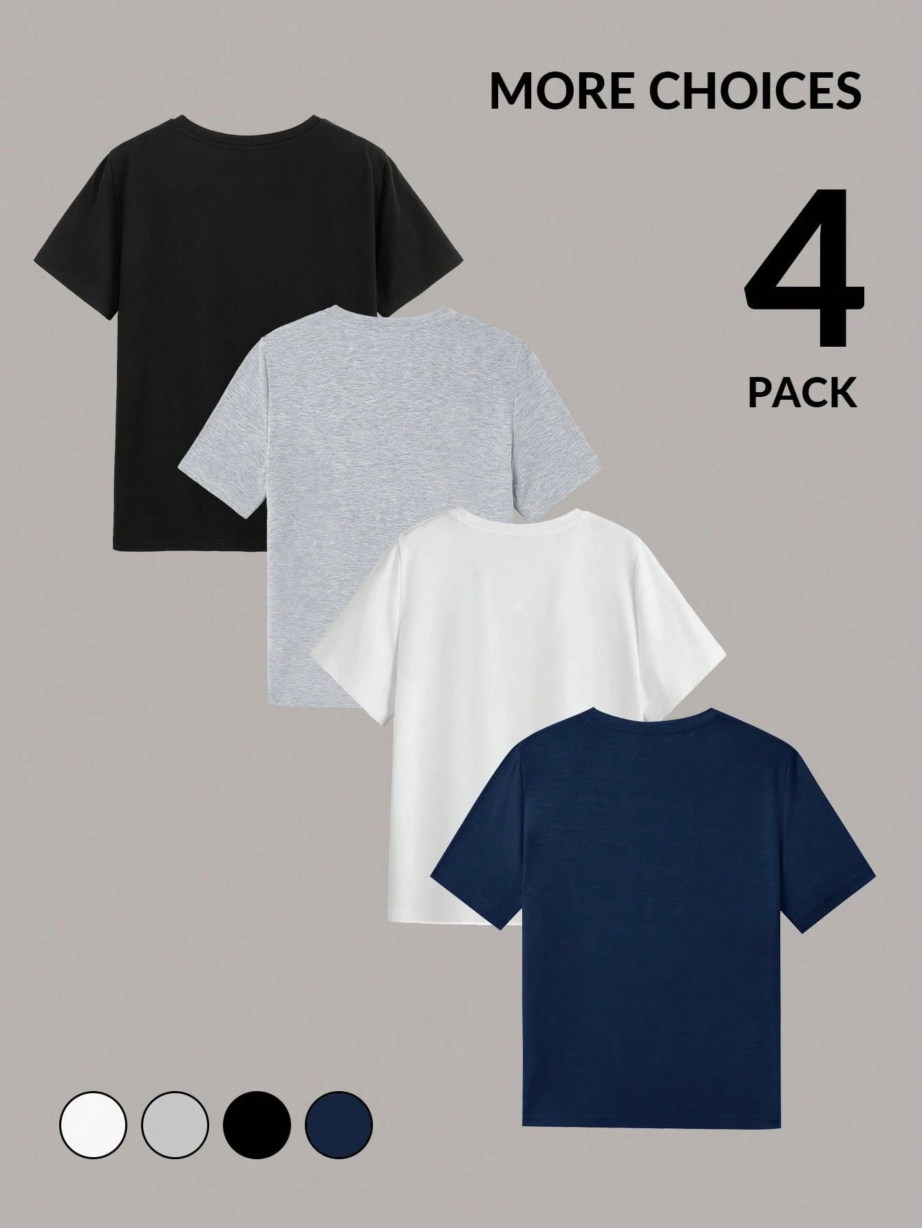 Essnce 4pcs Solid Color Round Neck Casual All-Match Tee, Versatile Plus Size Women T-Shirt For Summer