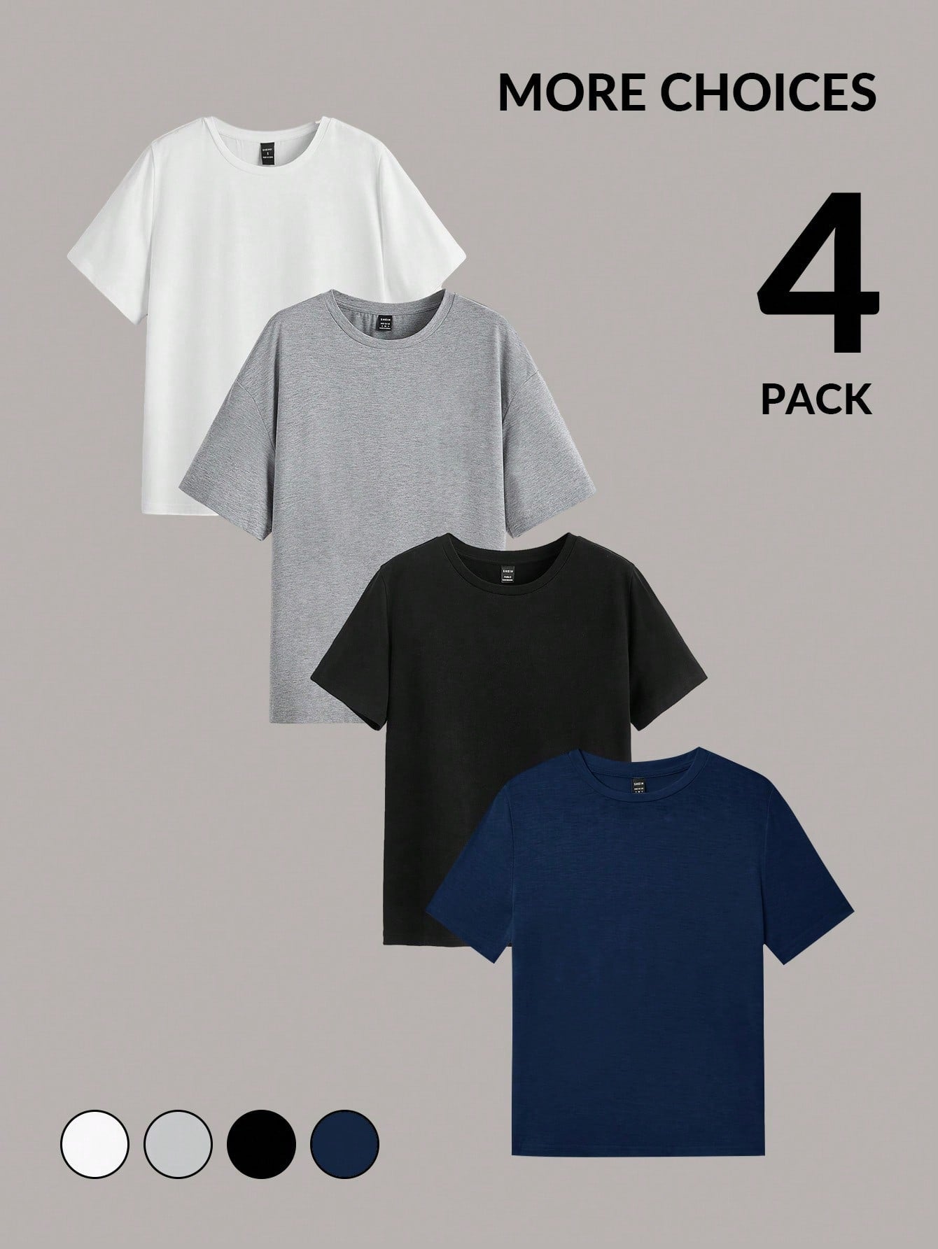 Essnce 4pcs Solid Color Round Neck Casual All-Match Tee, Versatile Plus Size Women T-Shirt For Summer