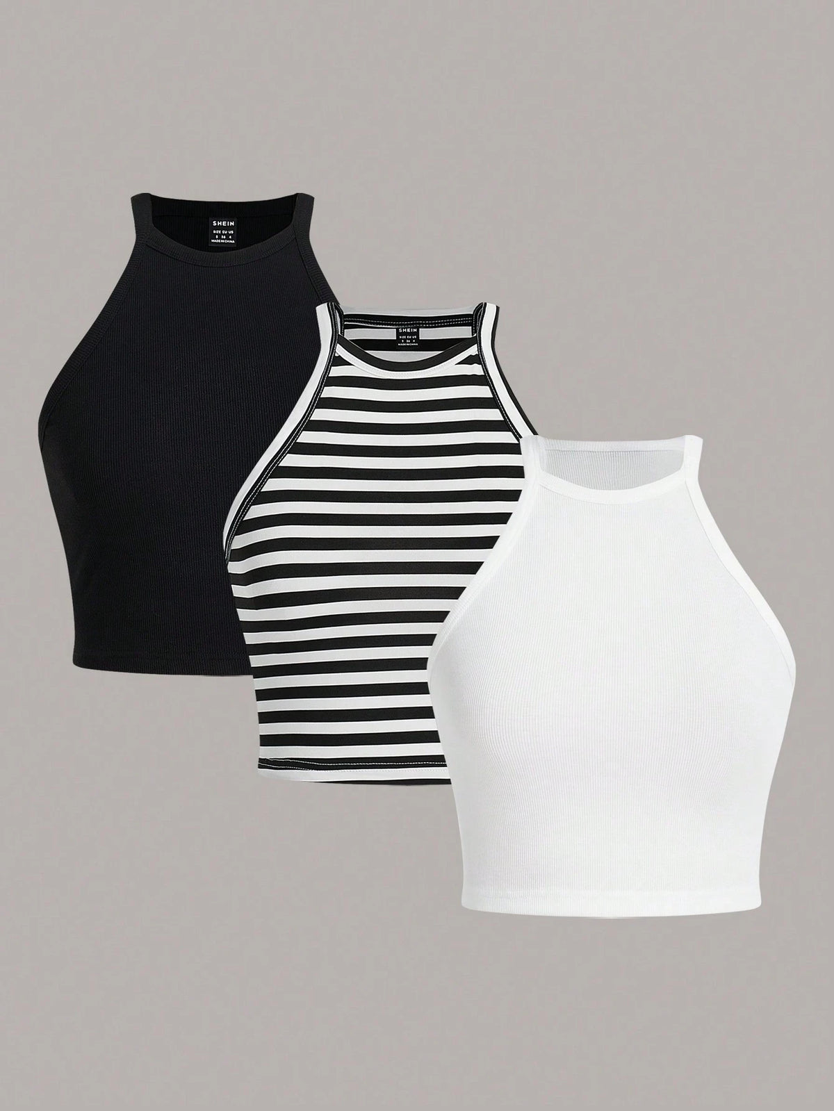 Essnce Ladies 3pcs/Set Short Knitted Tank Tops In Multiple Colors