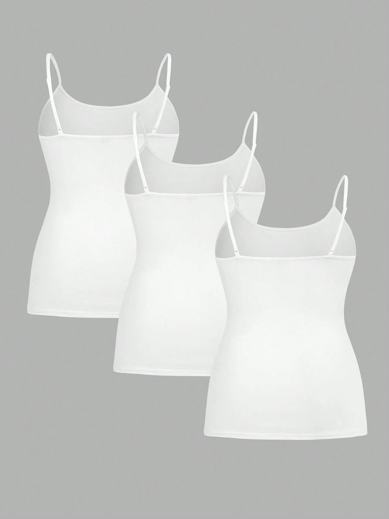 Essnce Plus Size Women's Casual Business Casual Comfortable Base Long Camisole All White 3 Packs, Summer Women Clothes, Curv Tops, Top Party Lounge Office