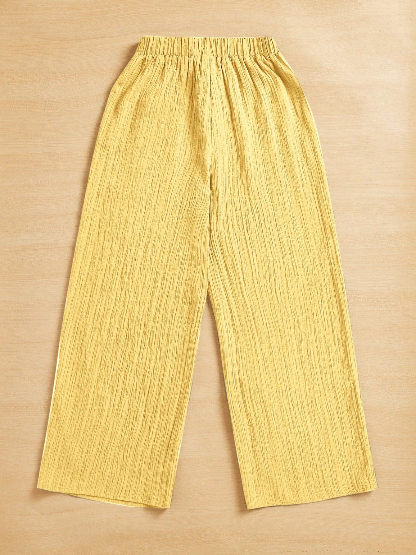 Essnce Summer Casual Textured Wide Leg Capri Pants