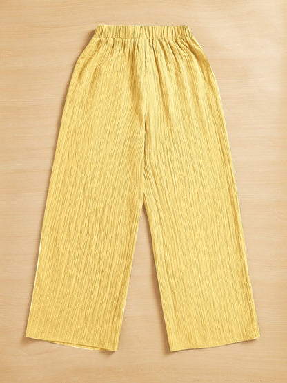 Essnce Summer Casual Textured Wide Leg Capri Pants