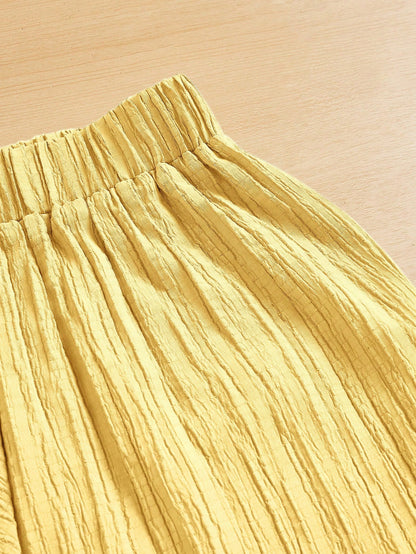 Essnce Summer Casual Textured Wide Leg Capri Pants