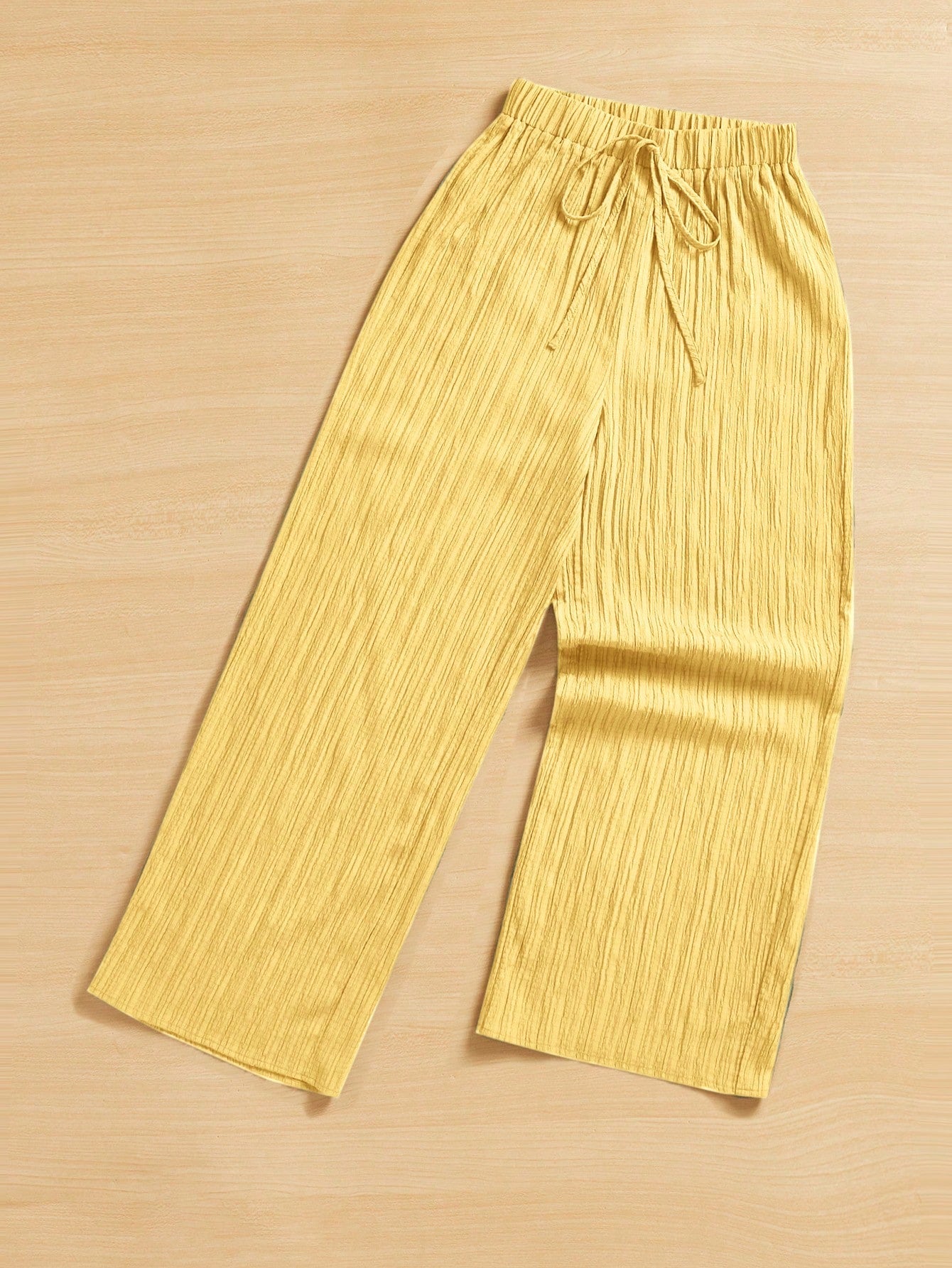 Essnce Summer Casual Textured Wide Leg Capri Pants